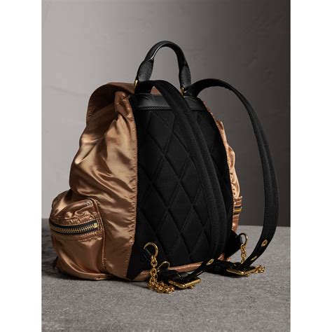 burberry the medium rucksack in two-tone nylon and leather|Burberry Gold / Black The Medium Rucksack In Two.